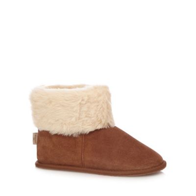 RJR.John Rocha Tan suede faux fur slipper boots